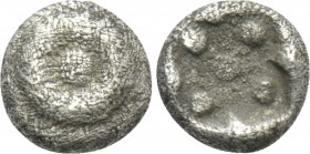 IONIA. Uncertain. Hemitetartemorion or 1/96 Stater (Late 6th-early 5th century BC). 

Obv: Rosette or floral pattern with central pellet.
Rev: Five...