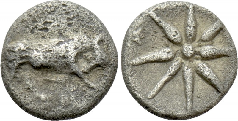 IONIA. Magnesia ad Maeandrum. Tetartemorion (Circa 400-350 BC). 

Obv: Bull bu...