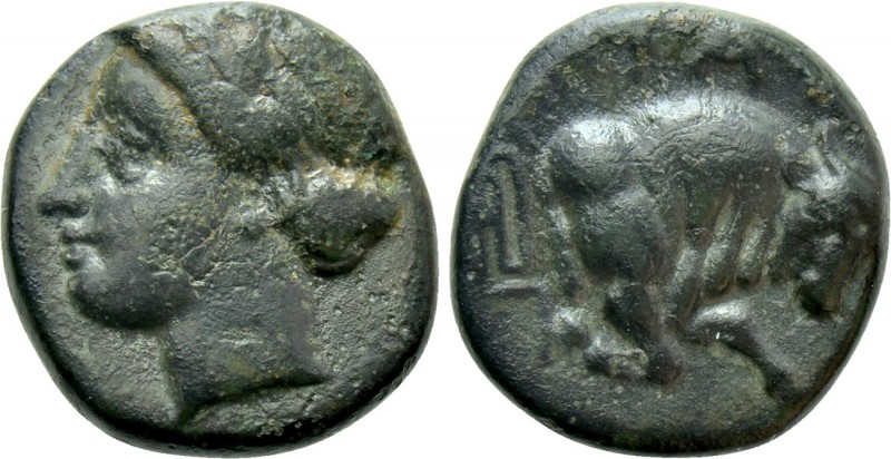 IONIA. Magnesia ad Maeandrum. Ae (Circa 350-300 BC). 

Obv: Laureate head of A...