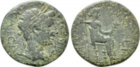 IONIA. Magnesia ad Maeandrum. Tiberius (14-37). Ae. 

Obv: TIBEPIOC KAICΑΡ. 
Laureate head right.
Rev: MAΓNHTΩN. 
Female figure seated right on t...