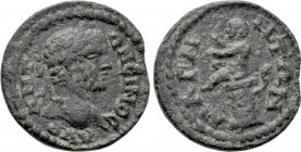 IONIA. Magnesia ad Maeandrum. Caracalla (197-217). Ae. 

Obv: AVP ANTΩNЄINOC. 
Laureate bust right.
Rev: MAΓNHTΩN. 
Infant Dionysus seated left o...