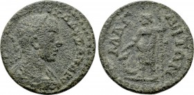 IONIA. Magnesia ad Maeandrum. Severus Alexander (222-235). Ae. 

Obv: AYT K M AYP CЄY AΛЄΞANΔPO. 
Laureate, draped and cuirassed bust right.
Rev: ...