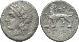 IONIA. Miletos. Hemidrachm (Circa 353-323 BC). Theognetos, magistrate. 

Obv: Laureate head of Apollo left.
Rev: MI ΘEOYΓNHTOΣ. 
Lion standing lef...