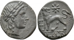 IONIA. Miletos. Hemidrachm (Circa 225-190 BC). Bion, magistrate. 

Obv: Laureate head of Apollo right.
Rev: BIΩΝ. 
Lion standing left, head right;...