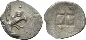 IONIA. Teos. Tetartemorion (Circa 540- 510 BC). 

Obv: Head of griffin right.
Rev: Quadripartite incuse square.

Matzke 88; Balcer 73ff. 

Cond...
