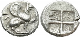 IONIA. Teos. Reduced Trihemiobol (Circa 510- 2nd half 5th century BC). Aeginetic Standard. 

Obv: Griffin seated right, raised forepaw.
Rev: Quadri...