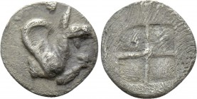 IONIA. Teos. Hemitritemorion (Circa 510- 2nd half 5th century BC). 

Obv: Forepart of griffin right.
Rev: Quadripartite incuse square; pellet in ce...