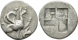 IONIA. Teos. Trihemiobol (Circa 478-449 BC). 

Obv: T. 
Griffin seated right, raised forepaw. Control: griffins head.
Rev: Quadripartite incuse sq...
