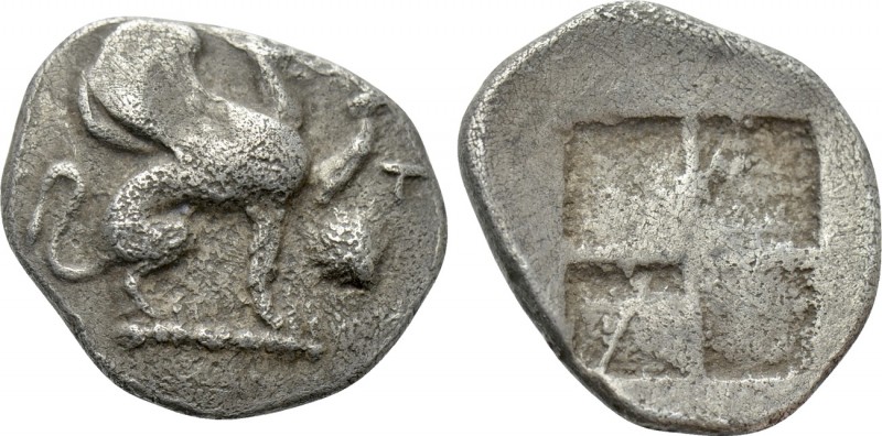 IONIA. Teos. Trihemiobol (Circa 478-449 BC). 

Obv: T. 
Griffin seated right,...