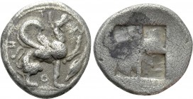 IONIA. Teos. Trihemiobol (Circa 478-449 BC). 

Obv: THIO. 
Griffin seated right, raised forepaw. Control: grain.
Rev: Quadripartite incuse punch....