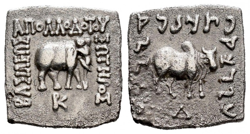 Kings of Bactria. Apollodotos I Soter. Drachm. 180-160 a.C. (Sng Ans-310-316). (...