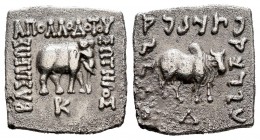 Kings of Bactria. Apollodotos I Soter. Drachm. 180-160 a.C. (Sng Ans-310-316). (Bopearachchi-4C). (Hgc-12, 119). Anv.: Elephant on the right, around B...