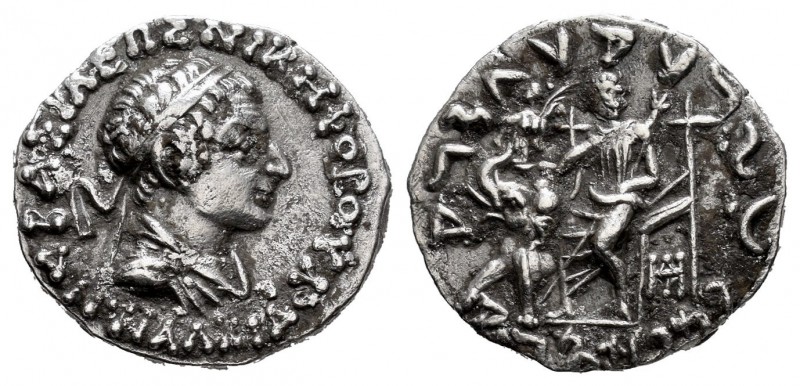 Kings of Bactria. Antialkidas Nikephoros. Drachm. 120-130 a.C. (Sng Ans-1065). (...