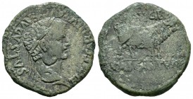 Cascantum. Unit. 14-36 a.C. Cascante (Navarra). Época de Tiberio. (Abh-691). (Acip-3157). Anv.: Tiberius' laureate head right, around TI CAESAR DIVI A...