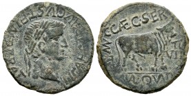 Turiasu. Unit. 14-36 d.C. Tarazona (Zaragoza). Times of Tiberio. (Abh-2451). Anv.: Tiberius' head to right, around TI CAESAR AVGVST F IMPERATOR. Rev.:...