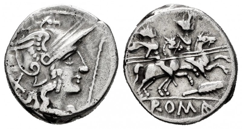 Anonymous. Denarius. 200-190 BC. (Ffc-25). (Craw-130/1a 1b). (Cal-17). Anv.: Hea...