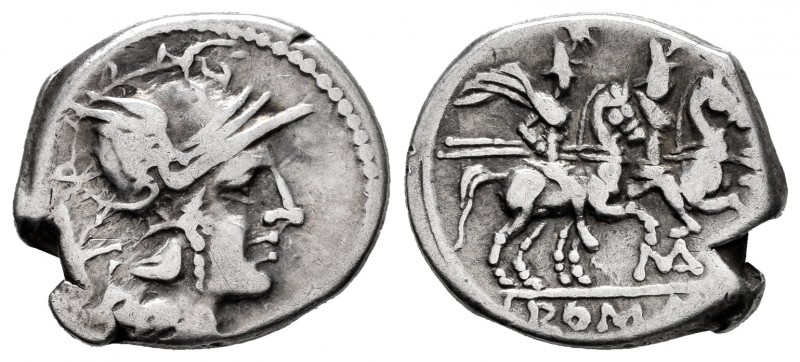 Anonymous. Denarius. 199-170 BC. (Ffc-73). (Craw-172/1). (Cal-49). Anv.: Head of...