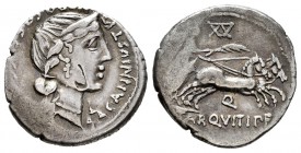Annius. C. Annius y C. Tarquitus. Denarius. 82-81 BC. Hispania. (Ffc-134). (Craw-366/4c). (Cal-114). Anv.: C. ANNIVS T.F.T.N. PRO.COS. EX.S.C., diadem...