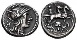 Caecilius. Q. Caeciiius Metellus Diadematus (o Delmaticus). Denarius. 128 BC. Rome. (Ffc-209). (Craw-262/1). (Cal-285). Anv.: Head of Roma right, X be...