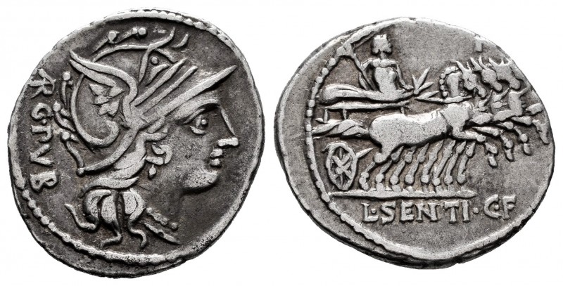 Sentius. Lucius Sentius C. f. Denarius. 101 BC. Norte de Italia. (Ffc-1109). (Cr...