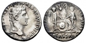 Augustus. Denarius. 7-6 a. C. Lugdunum. (Ffc-22). (Ric-207). (Cal-852). Anv.: CAESAR AVGVSTVS DIVI. F. PATER. PATRIE, his laureate head right. Rev.: C...