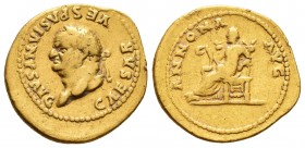Vespasian. Áureo. 78-79 d.C. Rome. (Ric-131a). (Cal-591). (Ch-29). Anv.: CAESAR VESPASIANVS AVG Laureate head left. Rev.: ANNONA – AVG Annona seated l...