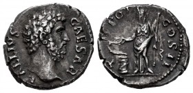 Aelius. Denarius. 137 A.C. Rome. (Ric-434). (Ch-54). Anv.: L AELIVS CAESAR bareheaded bust right. Rev.: TR POT COS II Salus standing left holding scep...