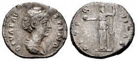 Faustina Senior. Denarius. 143 d.C. Rome. (Spink-4575). (Ric-350a). (Seaby-34). Rev.: AETERNITAS. Aeternitas to left. Ag. 2,93 g. Almost VF. Est...70,...