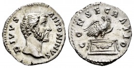 Divus Antoninus Pius. Denarius. 161 d.C. Rome. (Ric-431 Aurelius). (Bmcre-48-54). (Rsc-155-6). Anv.: DIVVS ANTONINVS, Bare head right. Rev.: CONSECRAT...
