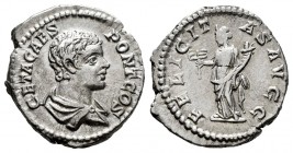 Geta. Denarius. 203 d.C. Rome. (Spink-7172). (Ric-29). (Seaby-35). Rev.: FELICITAS AVGG. Felicitas with caduceus and cornucopie. Ag. 2,91 g. Almost XF...