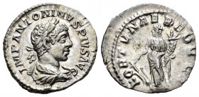 Elagabalus. Denarius. 218-222 d.C. Rome. (Ric-83a). Anv.: IMP ANTONINVS PIVS AVG, laureate and draped bust right. Rev.: FORTVNAE REDVCI, Fortuna stand...