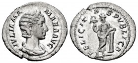 Julia Mamaea. Denarius. 222-235 d.C. Rome. (Ric-335 Alexander). (Bmcre-483-5). (Rsc-17). Anv.: IVLIA MAMAEA AVG. Diademed and draped bust right. Rev.:...
