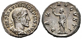 Maximinus I. Denarius. 235-236 d.C. Rome. (Ric-12). (Bmcre-70). (Rsc-31a). Anv.: IMP MAXIMINVS PIVS AVG, Laureate, draped and cuirassed bust right. Re...