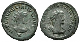 Vabalathus and Aurelian. Antoninianus. 270-272 d.C. Antioch. (Spink-11718). (Ric-381). Anv.: IMP C AVRELIANVS AVG. Radiated bust of Aurelianus to righ...