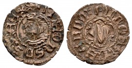 The Crown of Aragon. Alfonso I (1109-1126). Obol. Barcelona. (Cru C.G-2101). (Cru V.S-297). Ve. 0,36 g. Collector's Label. Ex M. Hervera 7/7/1992. Cho...