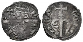 The Crown of Aragon. Peter II of Aragon (1196-1213). Dinero. Aragón. (Cru-302). Ve. 0,65 g. Thin crack. VF. Est...80,00. /// SPANISH DESCRIPTION: Coro...