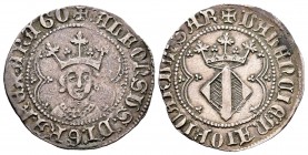 The Crown of Aragon. Alfonso V (1416-1458). 1 real. Valencia. (Cru-864.2). (Cru C.G-2097d). Anv.: +ALFONSUS: DI: GRA: REX: ARAGO. Rev.: +VALENCIE: MAI...