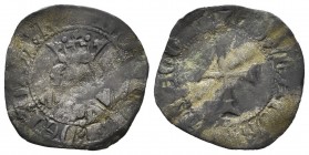 The Crown of Aragon. Alfonso V (1416-1458). Dobler. Mallorca. (Cru-856). (Cru C.G-2897). Ve. 1,06 g. Shields on the sides of the bust. Rare. Choice F....