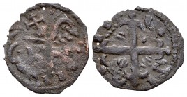 Kingdom of Castille and Leon. Alfonso IX (1188-1230). Dinero. Without mint mark. (Bautista-217.2). Ve. 0,52 g. Crescent above the lion's head. Rare. A...