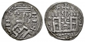 Kingdom of Castille and Leon. Alfonso VIII (1158-1214). Dinero. ¿Toledo?. (Bautista-312). Ve. 0,76 g. With two stars above the castle. Choice VF. Est....