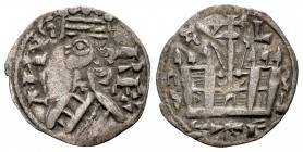 Kingdom of Castille and Leon. Alfonso VIII (1158-1214). Dinero. León. (Bautista-318). (Abm-200). Ve. 0,60 g. Star-shaped roundel and letter L above th...