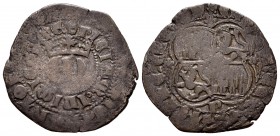 Kingdom of Castille and Leon. Enrique II (1368-1379). Real de vellon. Palencia. (Bautista-579). Ve. 3,71 g. P and rosettes. Rare. Choice F/Almost VF. ...
