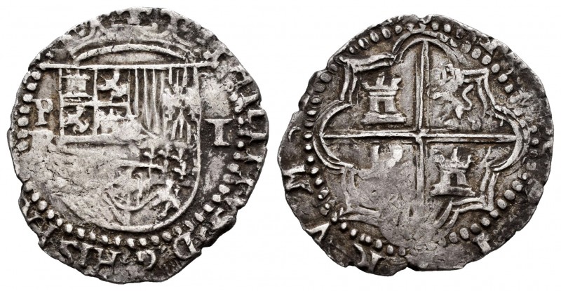 Philip II (1556-1598). 1 real. Potosí. R. (Cal-237). Ag. 3,38 g. A good sample f...