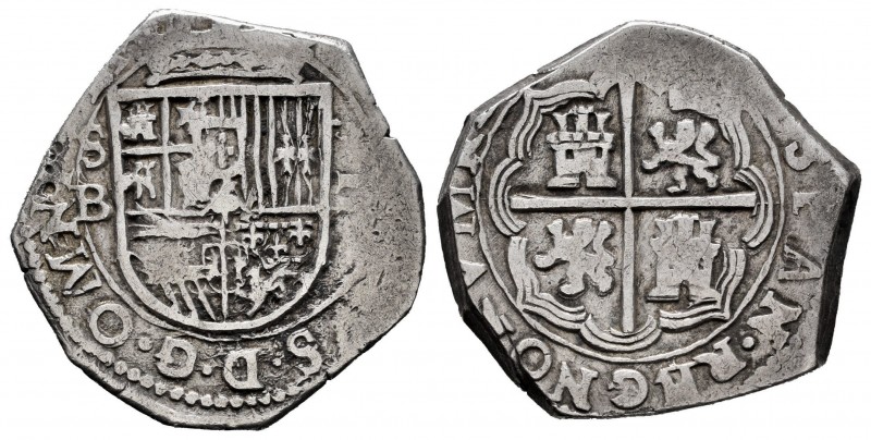 Philip III (1598-1621). 2 reales. Sevilla. B. (Cal-tipo 134). Ag. 6,82 g. OMNIVM...
