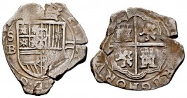 Philip III (1598-1621). 2 reales. Sevilla. B. (Cal-tipo 134). Ag. 5,08 g. OMNIVM type. Value on the right of the shield, S/B on the left. VF. Est...10...