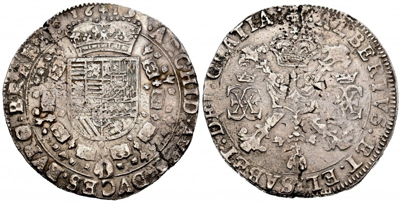 Albert and Elizabeth (1598-1621). 1 patagon. Brussels. (Vti-359). (Vanhoudt-619 ...