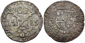 Charles II (1665-1700). 1 patagon. 1685. Brussels. (Vti-423). (Dav-4491). Ag. 27,69 g. Scratch on obverse. VF. Est...160,00. /// SPANISH DESCRIPTION: ...