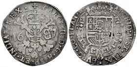 Charles II (1665-1700). 1 patagon. 1687. Bruges. (Vti-447). (Vanhoudt-698.BG). Ag. 27,98 g. Scarce. Choice VF. Est...150,00. /// SPANISH DESCRIPTION: ...