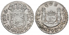 Philip V (1700-1746). 2 reales. 1742. México. M. (Cal-826). Ag. 6,69 g. Original luster. XF/Almost XF. Est...120,00. /// SPANISH DESCRIPTION: Felipe V...