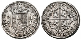 Philip V (1700-1746). 2 reales. 1722. Sevilla. J. (Cal-980). Ag. 5,66 g. XF/Almost XF. Est...120,00. /// SPANISH DESCRIPTION: Felipe V (1700-1746). 2 ...